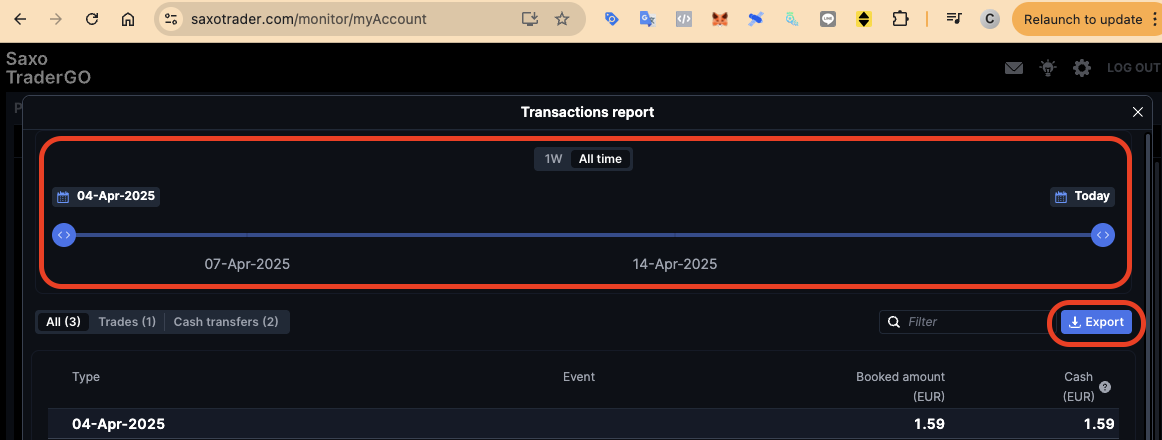 SaxoMonitor export trades 3