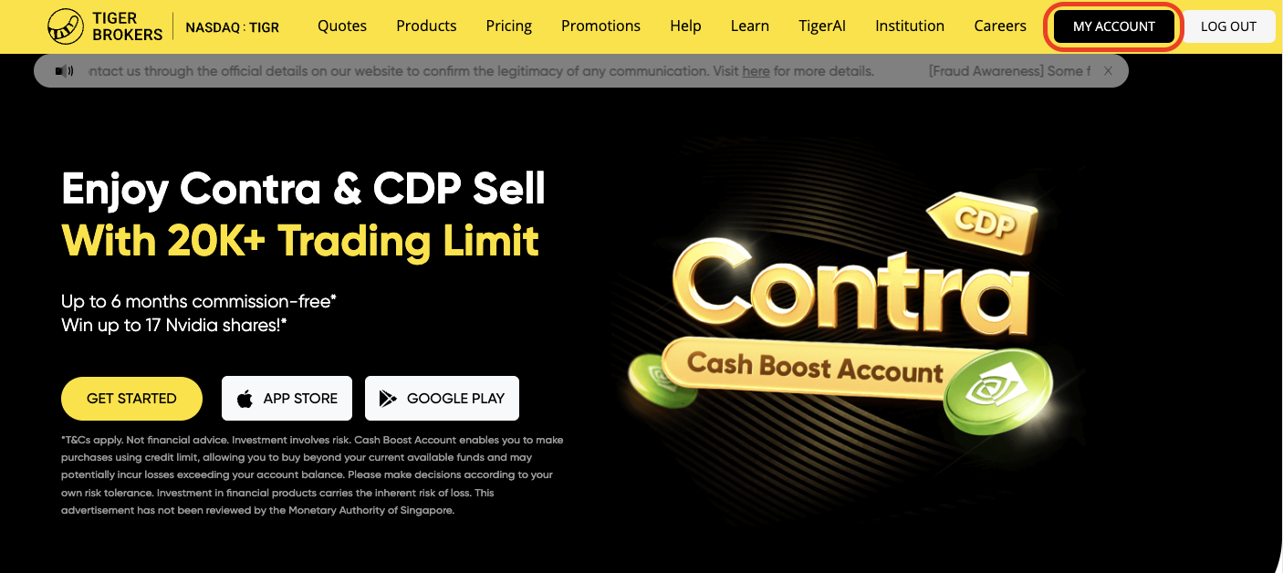 Tiger Brokers Account Page