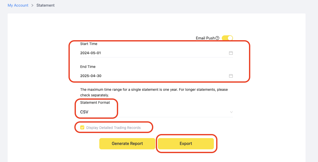 Tiger Brokers Export Settings